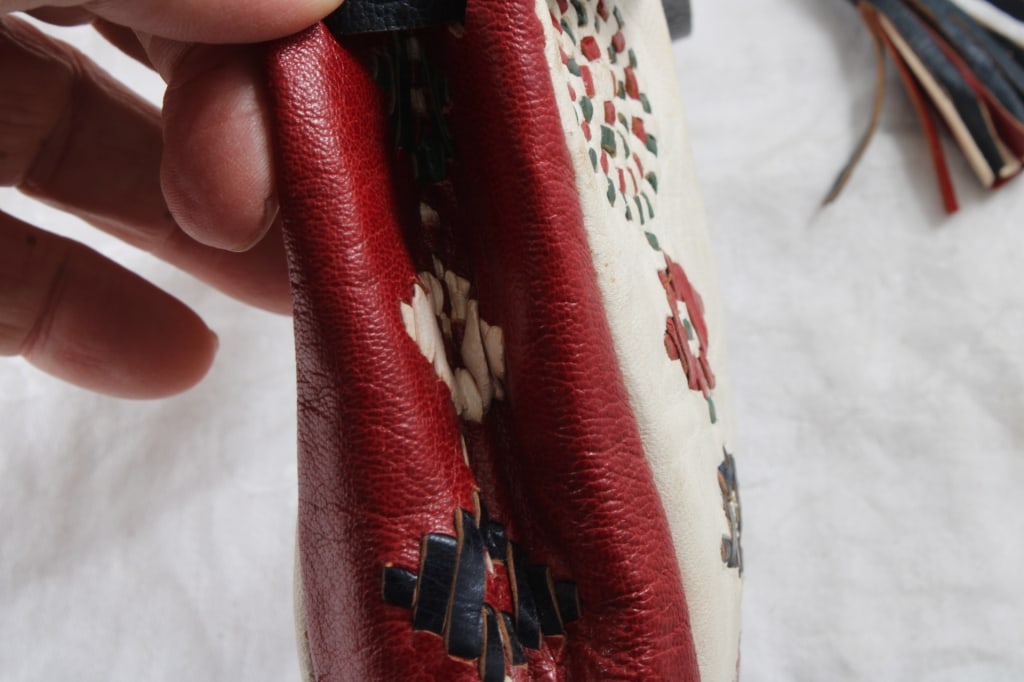 2 Leather Draw String Bags with Marbles & Jacks - 4