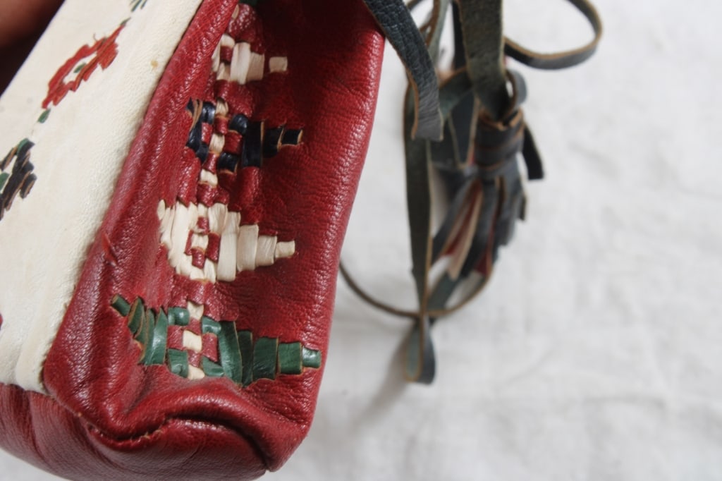 2 Leather Draw String Bags with Marbles & Jacks - 7