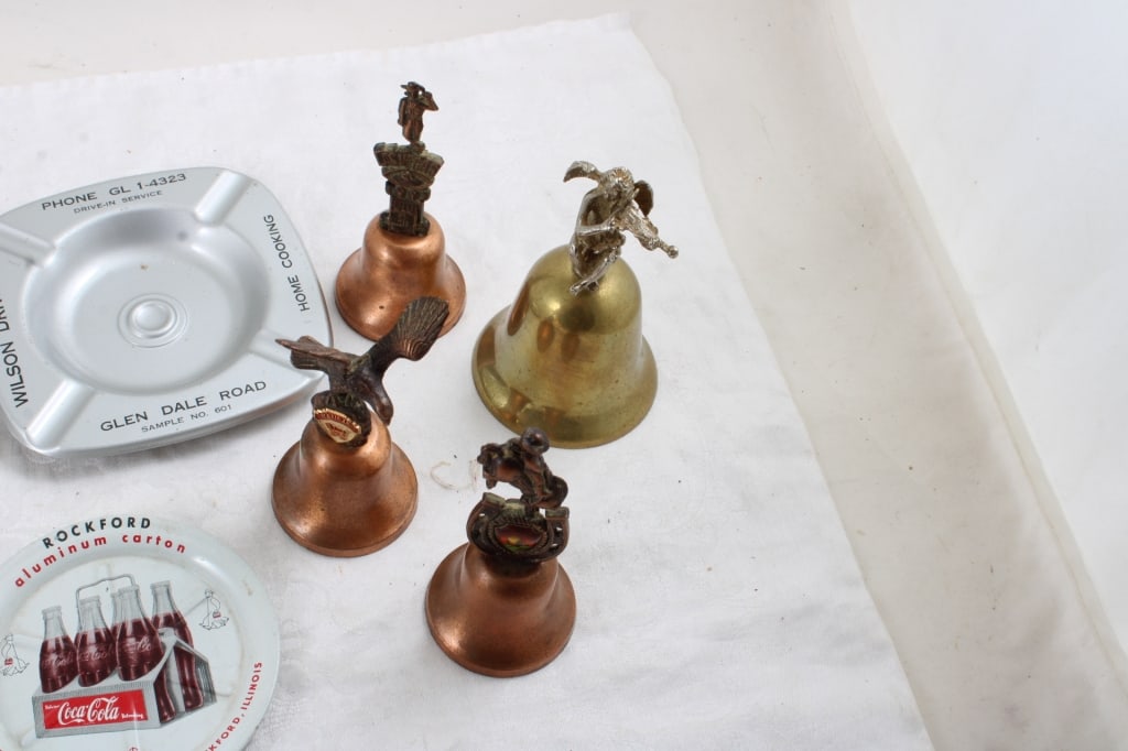 Advertising Metal Ashtrays, Copper & Other Bells - 8