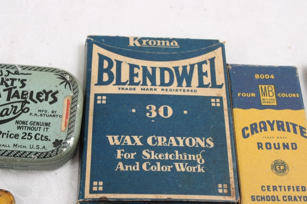 Antique Advertising Tins, Boxes & Paint Set - 12