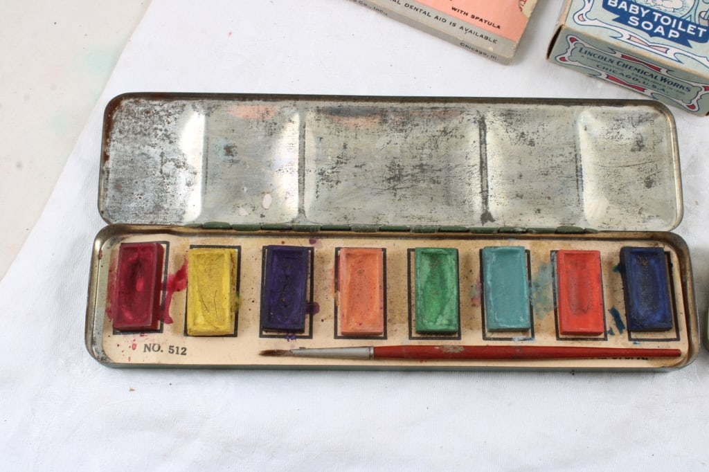 Antique Advertising Tins, Boxes & Paint Set - 3