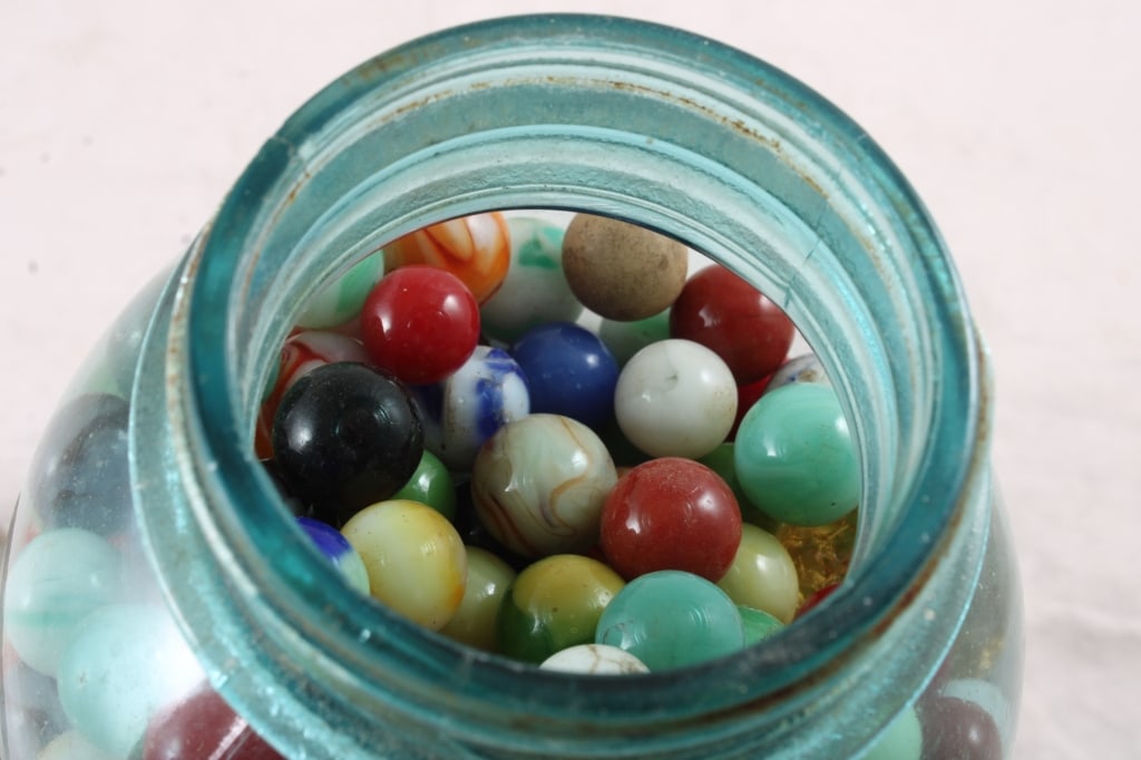 Half Gallon Ball Fruit Jar Full of Marbles - 10