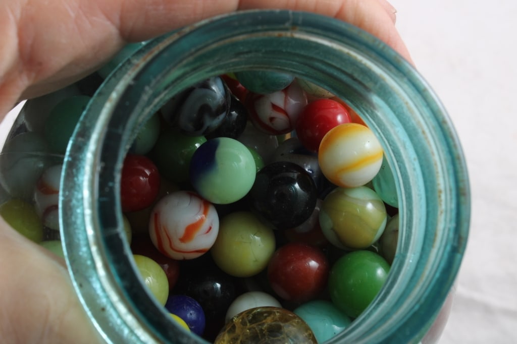 Half Gallon Ball Fruit Jar Full of Marbles - 12