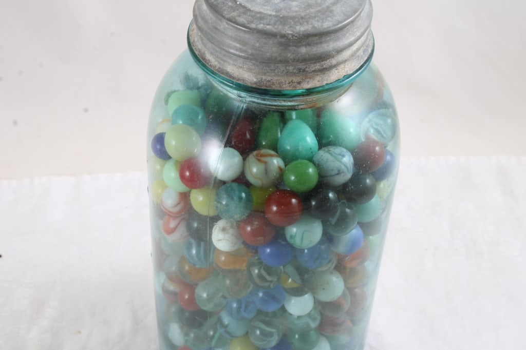 Half Gallon Ball Fruit Jar Full of Marbles - 2