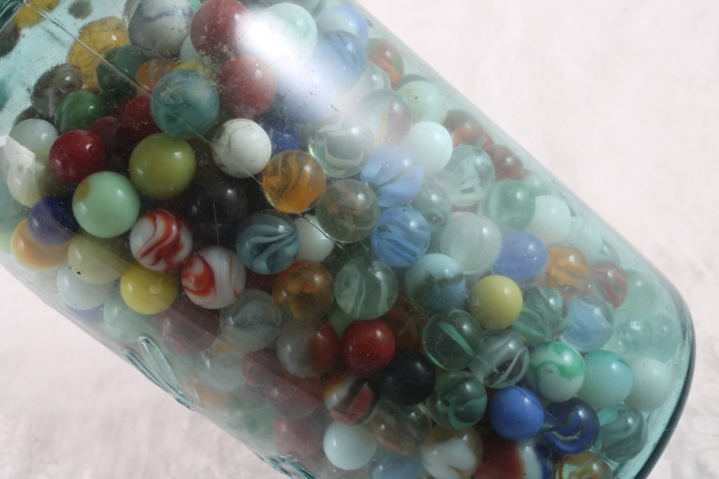 Half Gallon Ball Fruit Jar Full of Marbles - 3
