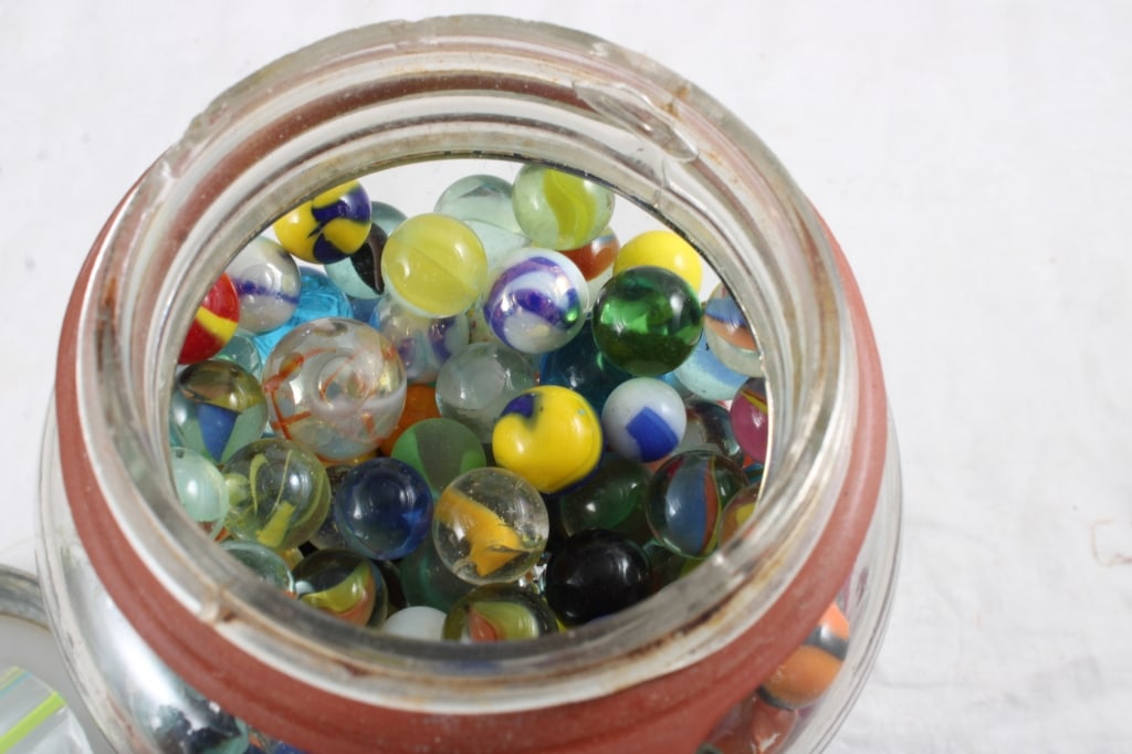 Half Gallon Ball Fruit Jar Full of Marbles - 10