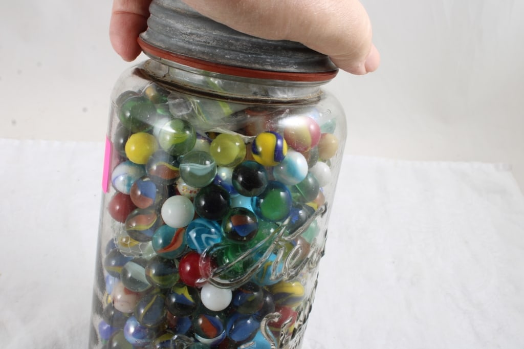 Half Gallon Ball Fruit Jar Full of Marbles - 3