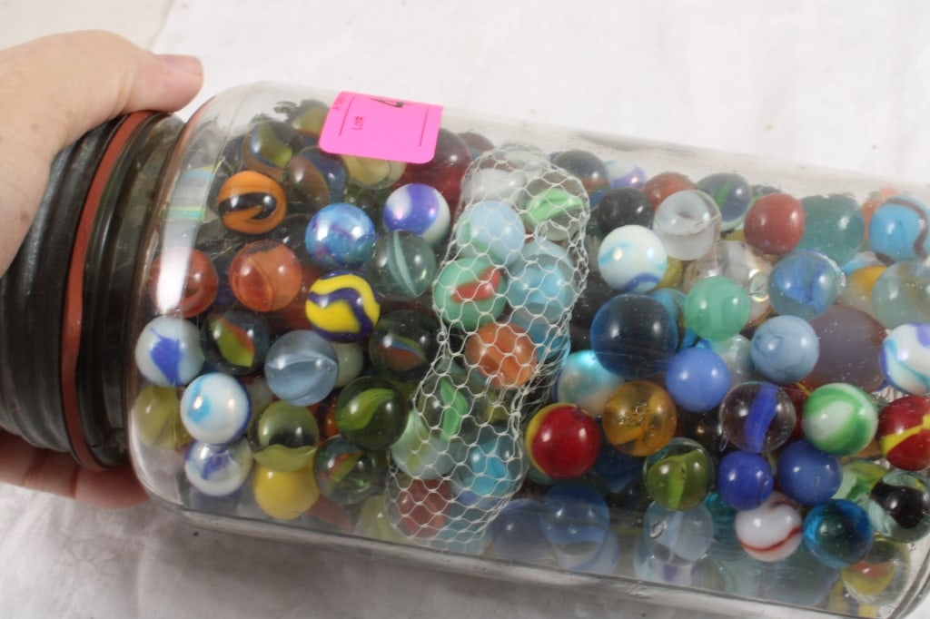 Half Gallon Ball Fruit Jar Full of Marbles - 6
