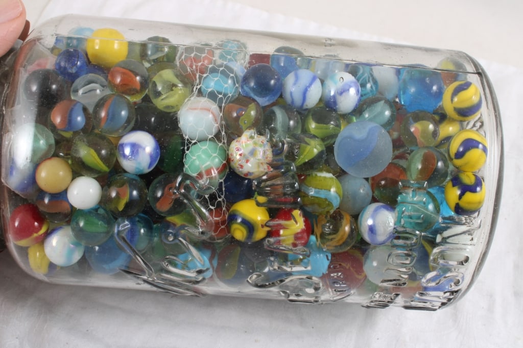 Half Gallon Ball Fruit Jar Full of Marbles - 8