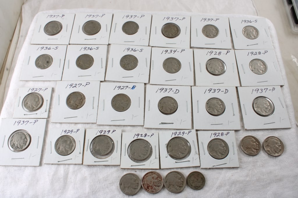 29 Buffalo Nickels & 1866 3 Cent Nickel (1 of 20)