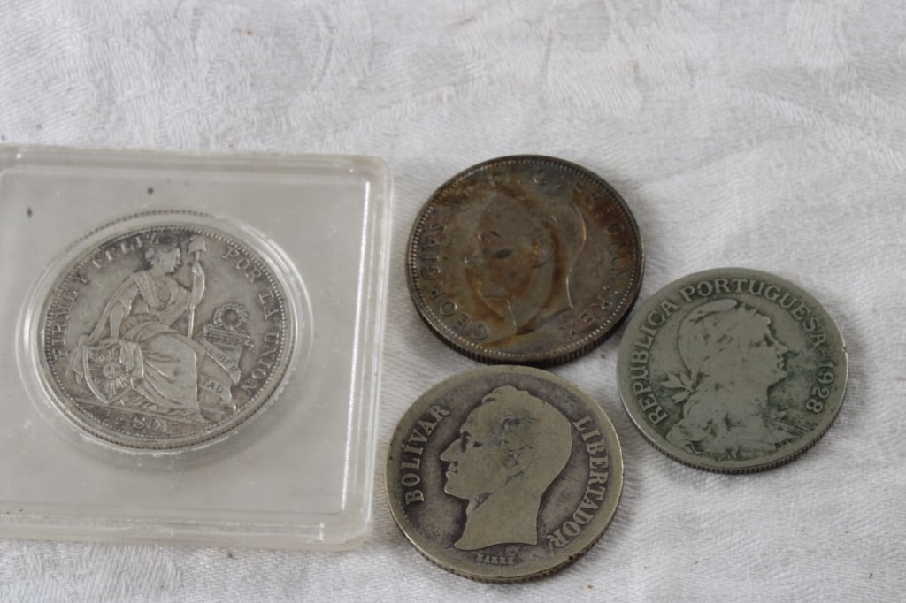 4 Foreign Coins 3 Silver, 1 Copper/Brass (1 of 9)