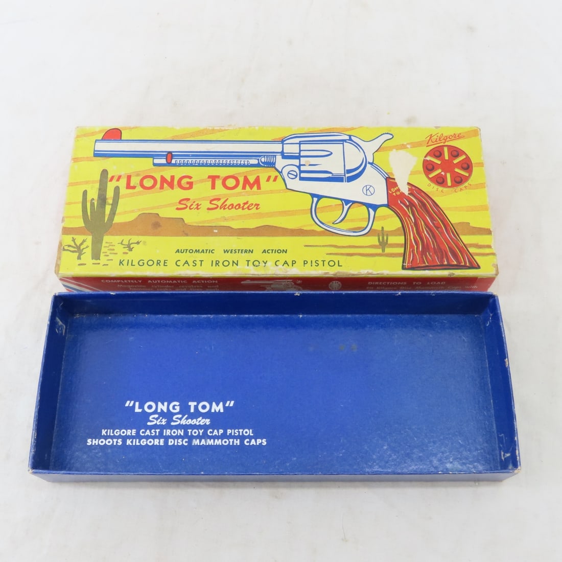 Kilgore "Long Tom" Six Shooter Cap Gun Toy in Box - 7