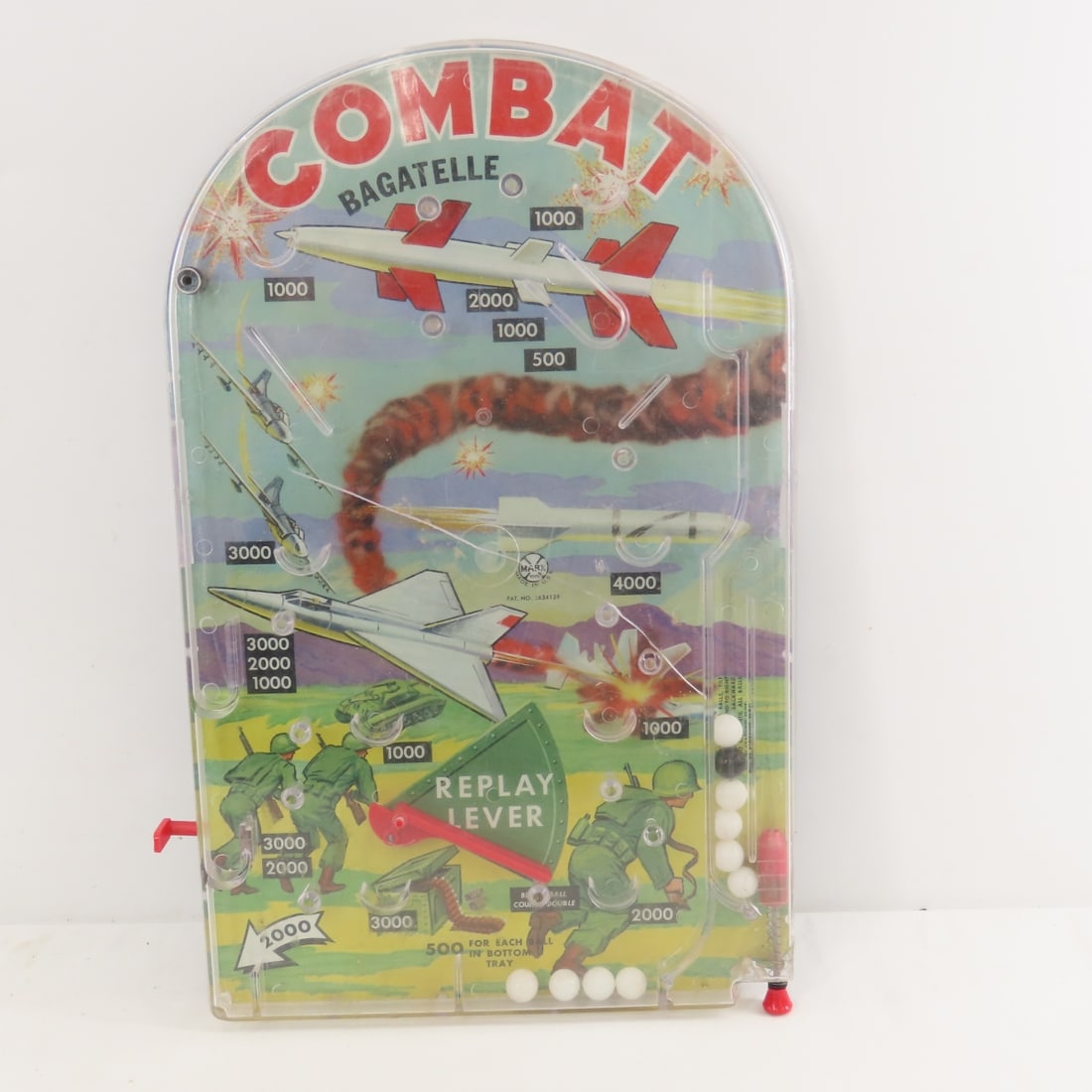 2 Vintage Marx Marble Pinball Games, Hockey/Combat - 2