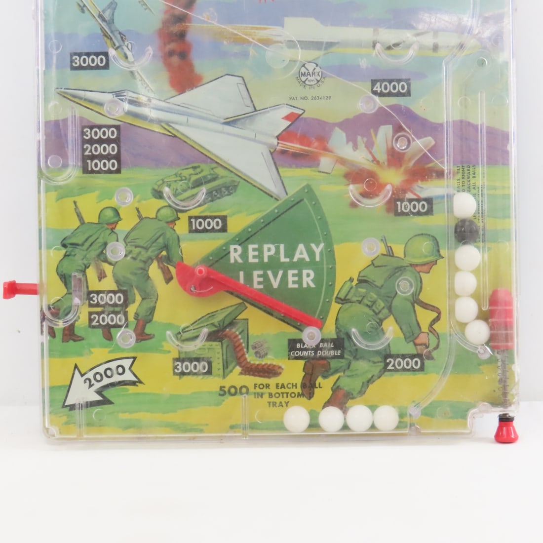 2 Vintage Marx Marble Pinball Games, Hockey/Combat - 4