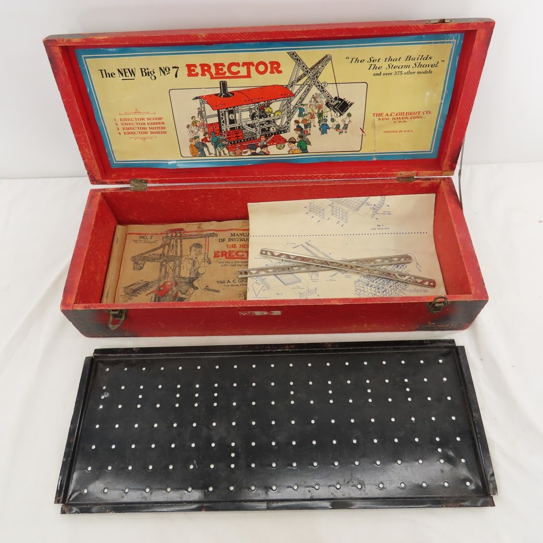 Collection of Vintage Erector Set Parts & Wood Box - 2