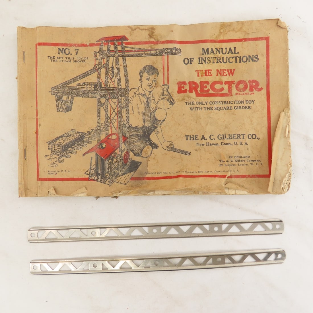 Collection of Vintage Erector Set Parts & Wood Box - 4