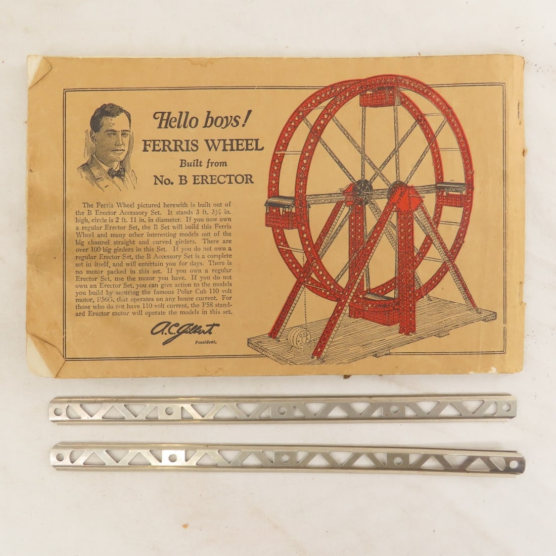 Collection of Vintage Erector Set Parts & Wood Box - 5
