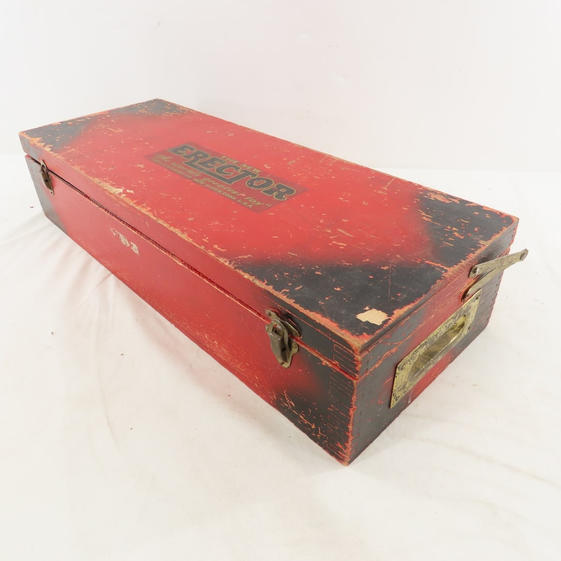 Collection of Vintage Erector Set Parts & Wood Box - 7