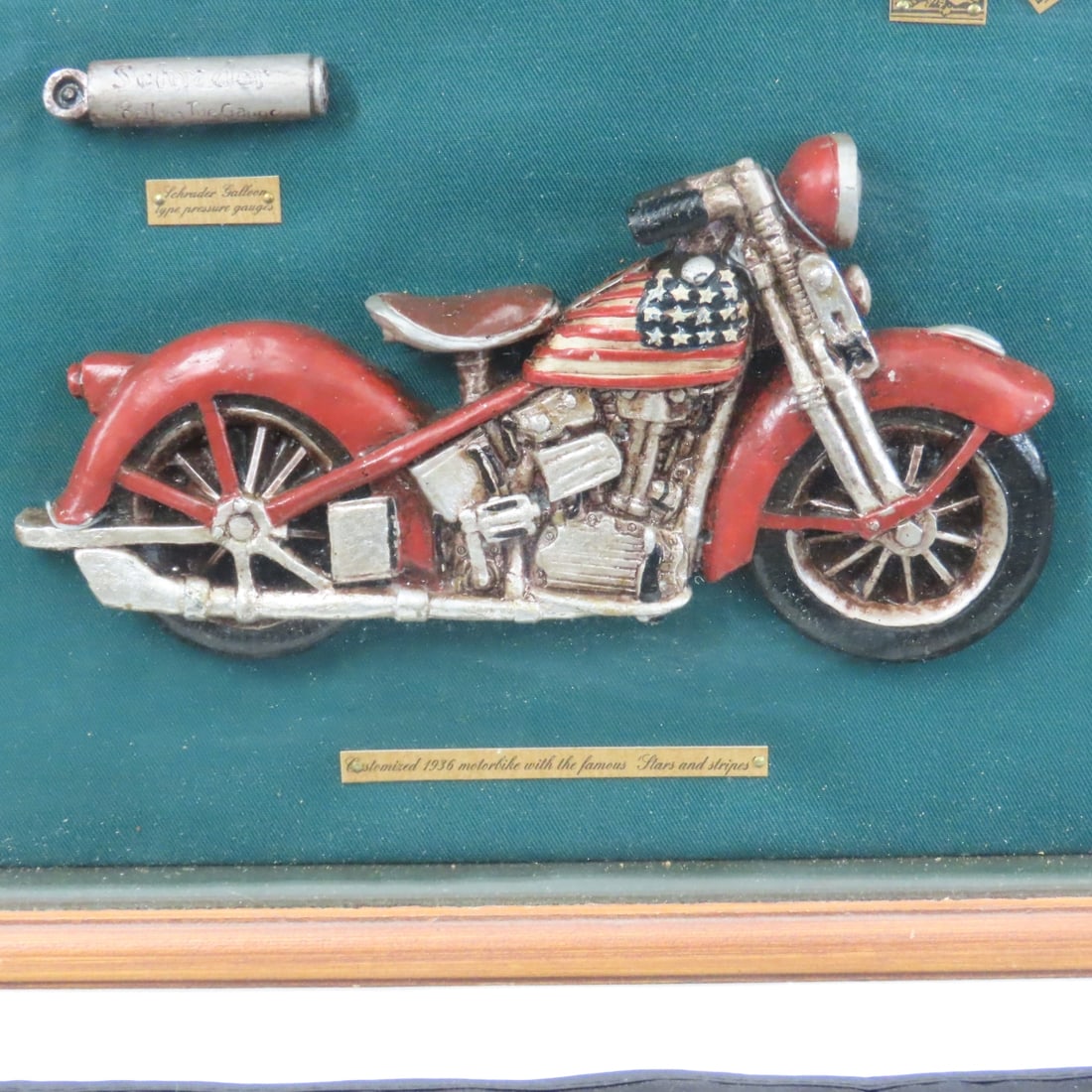 Stars & Stripes Resin Motorcycle Shadow Box - 4