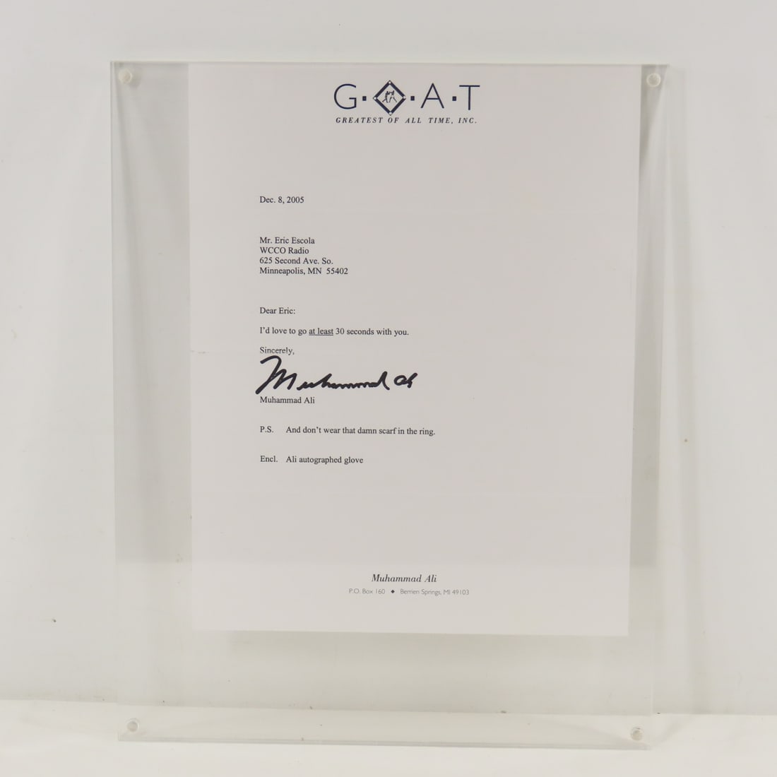 Muhammad Ali Autographed Glove with Letter - 7