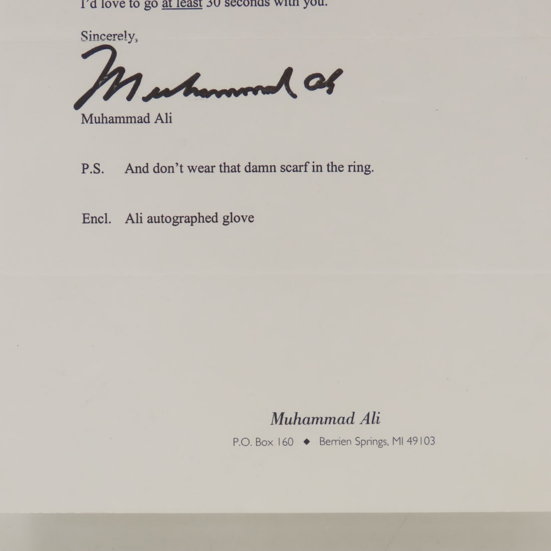 Muhammad Ali Autographed Glove with Letter - 9