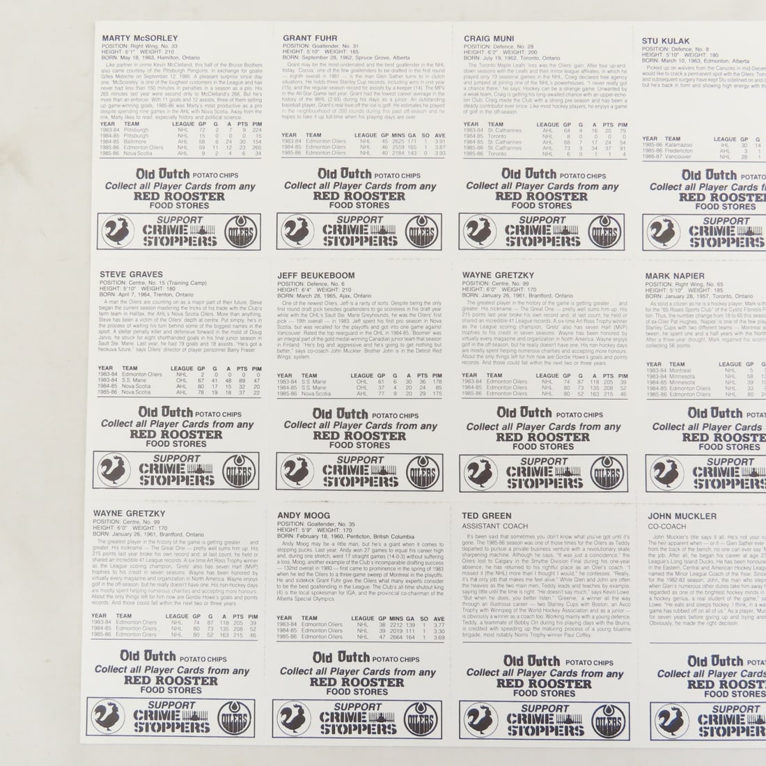 30 Uncut Oilers Hockey Old Dutch Cards- 2 Gretzky - 6