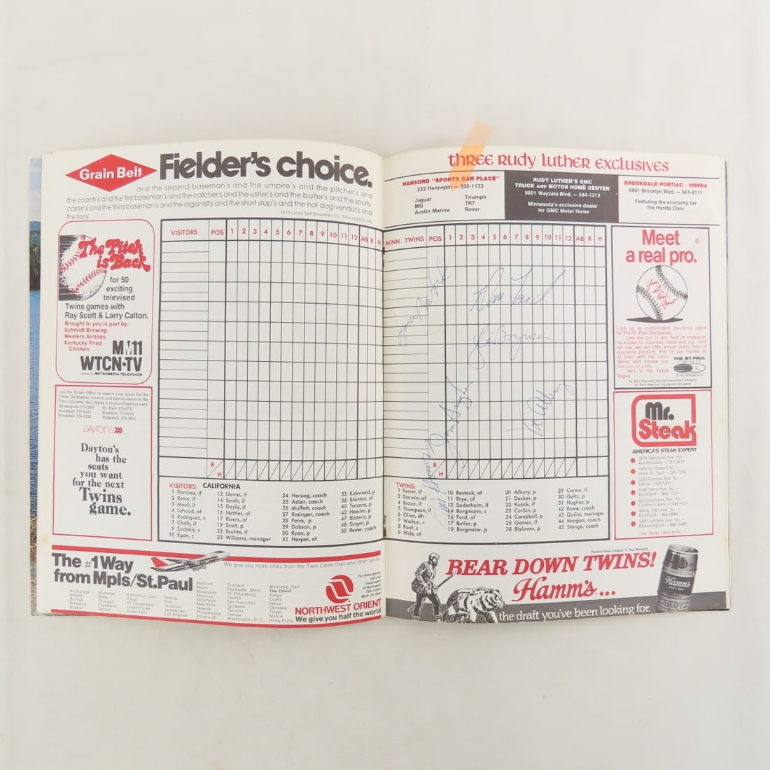 1975 MN Twins Program- 15 autographs - 7