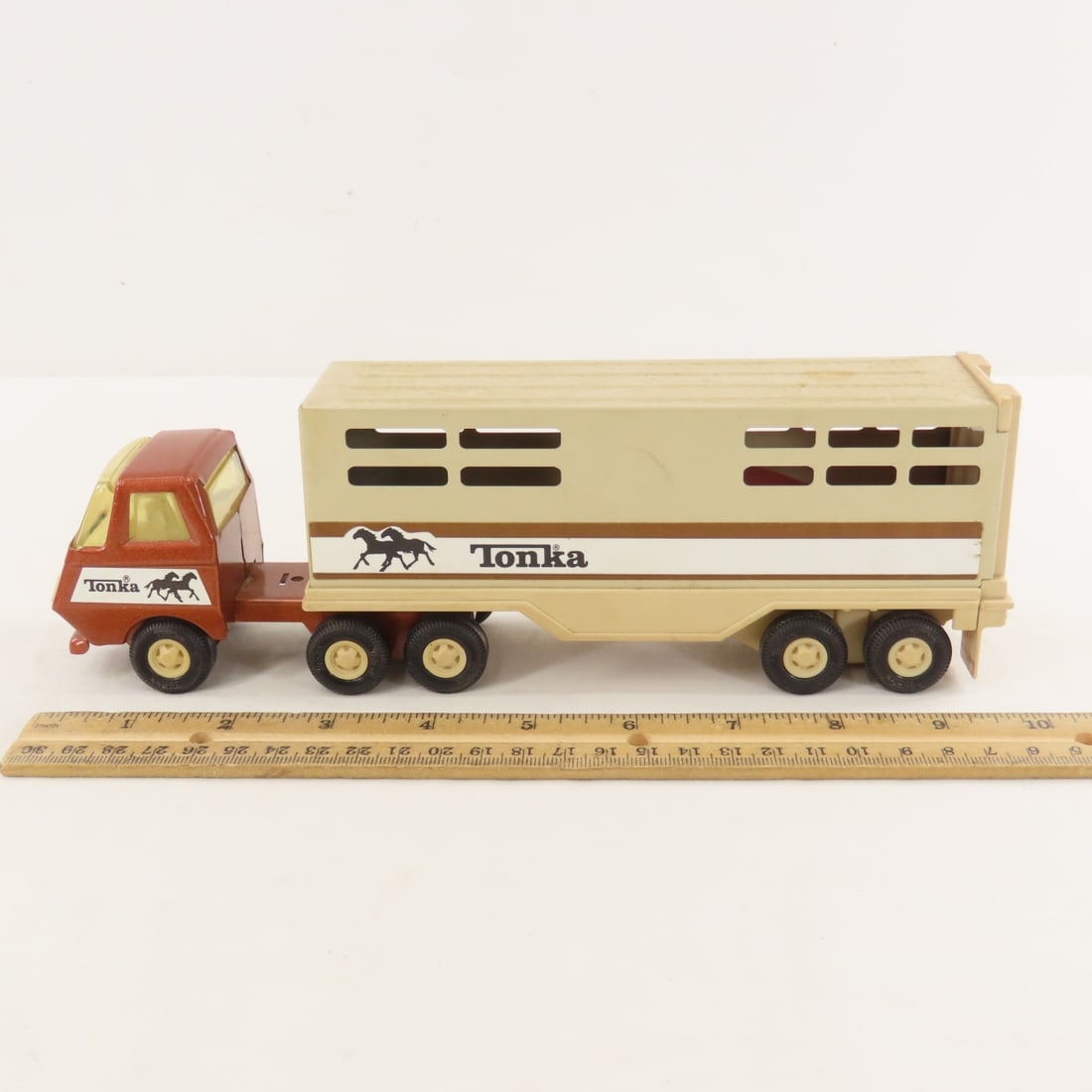 2 Vintage Tonka 10.5" Tractor Trailers - 2