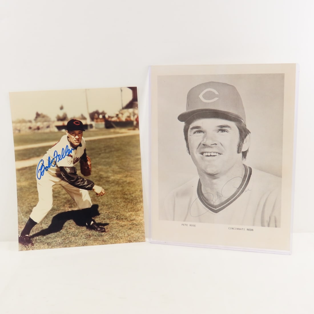 Pete Rose & Bob Feller Autographed Photos (1 of 8)