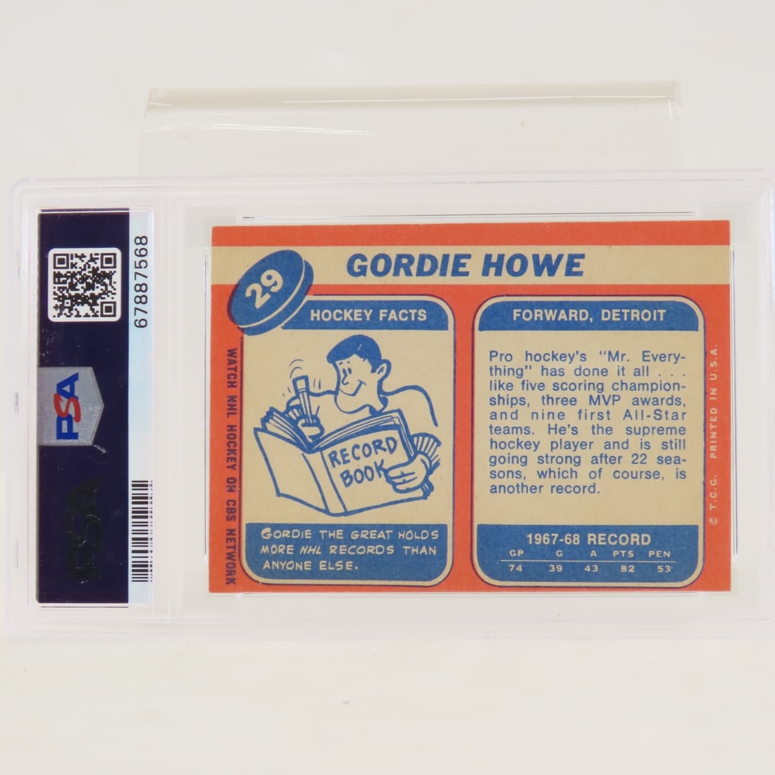 1968 Topps Gordie Howe #29 PSA 5 EX - 3