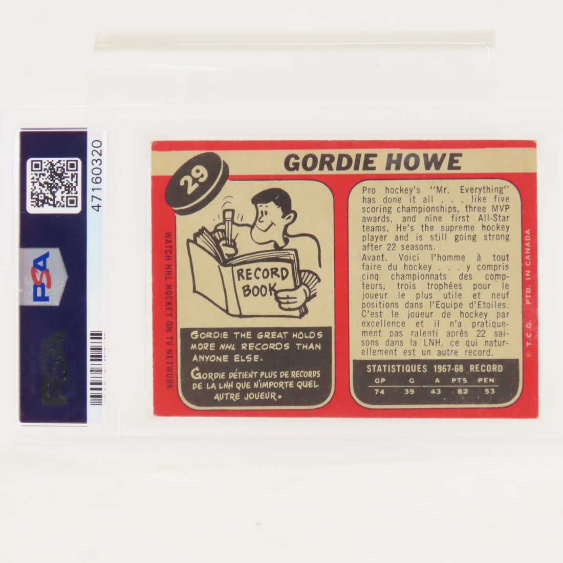 1968 O-PEE-CHEE Gordie Howe #29 PSA 3 VG - 3
