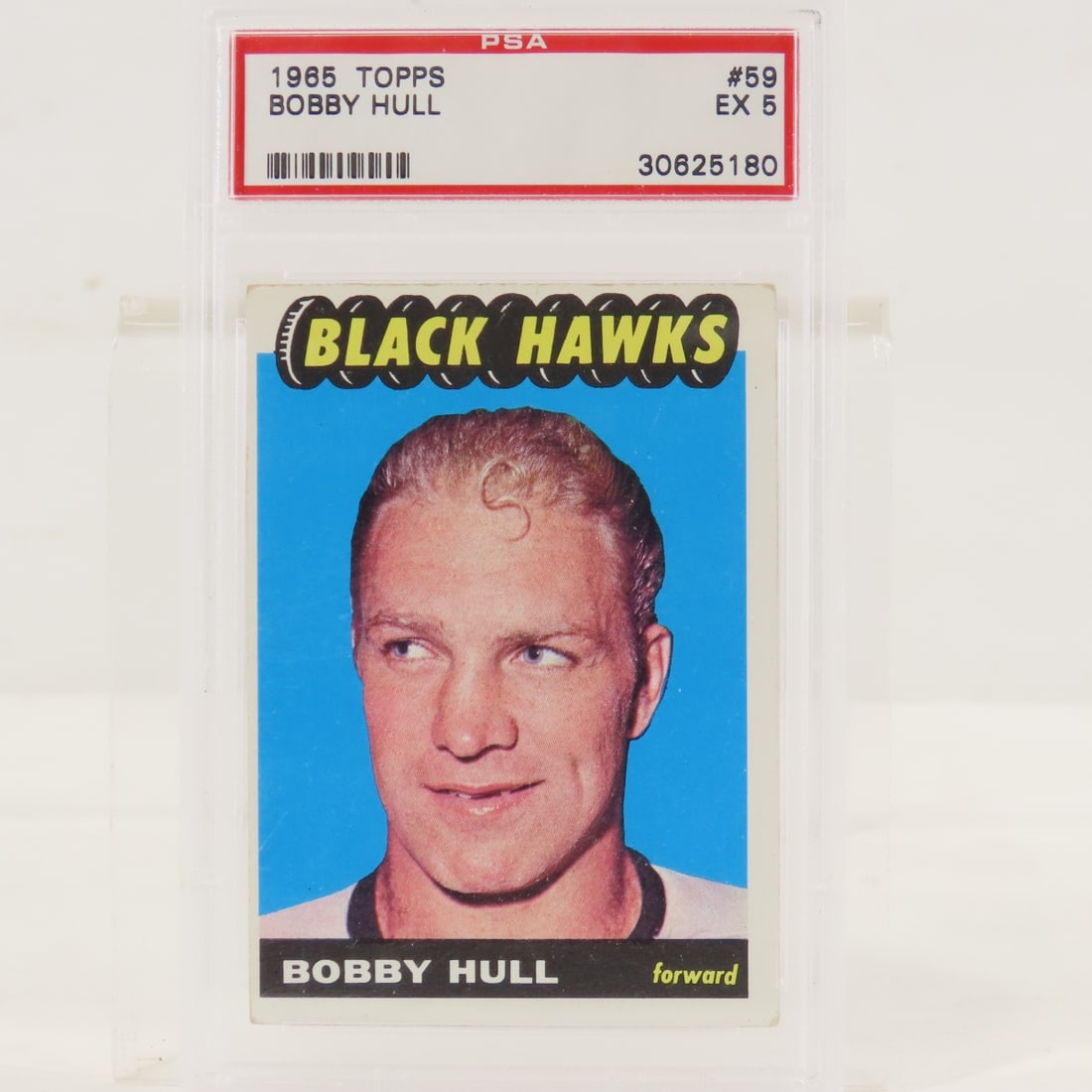 1965 Topps Bobby Hull #59 PSA 5 EX: 1965 Topps Bobby Hull #59 PSA 5 EX - Lot Size 5.5x3.5x.5" 1 LB All information and photos, which are part of the description, are intended to be as accurate as possible, but errors are possible. No