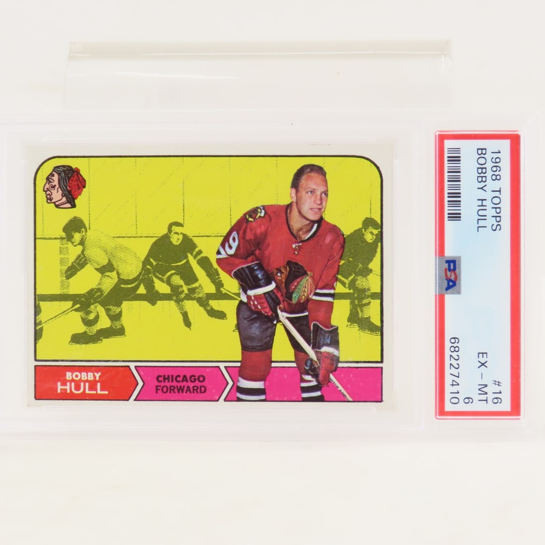 1966 Topps Bobby Hull #112 PSA 6 EX-MT: 1966 Topps Bobby Hull #112 PSA 6 EX-MT - Lot Size 5.5x3.5x.5" 1 LB All information and photos, which are part of the description, are intended to be as accurate as possible, but errors are possible. N