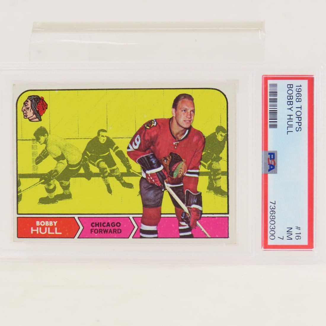 1966 Topps Bobby Hull #112 PSA 7 NM: 1966 Topps Bobby Hull #112 PSA 7 NM - Lot Size 5.5x3.5x.5" 1 LB All information and photos, which are part of the description, are intended to be as accurate as possible, but errors are possible. No