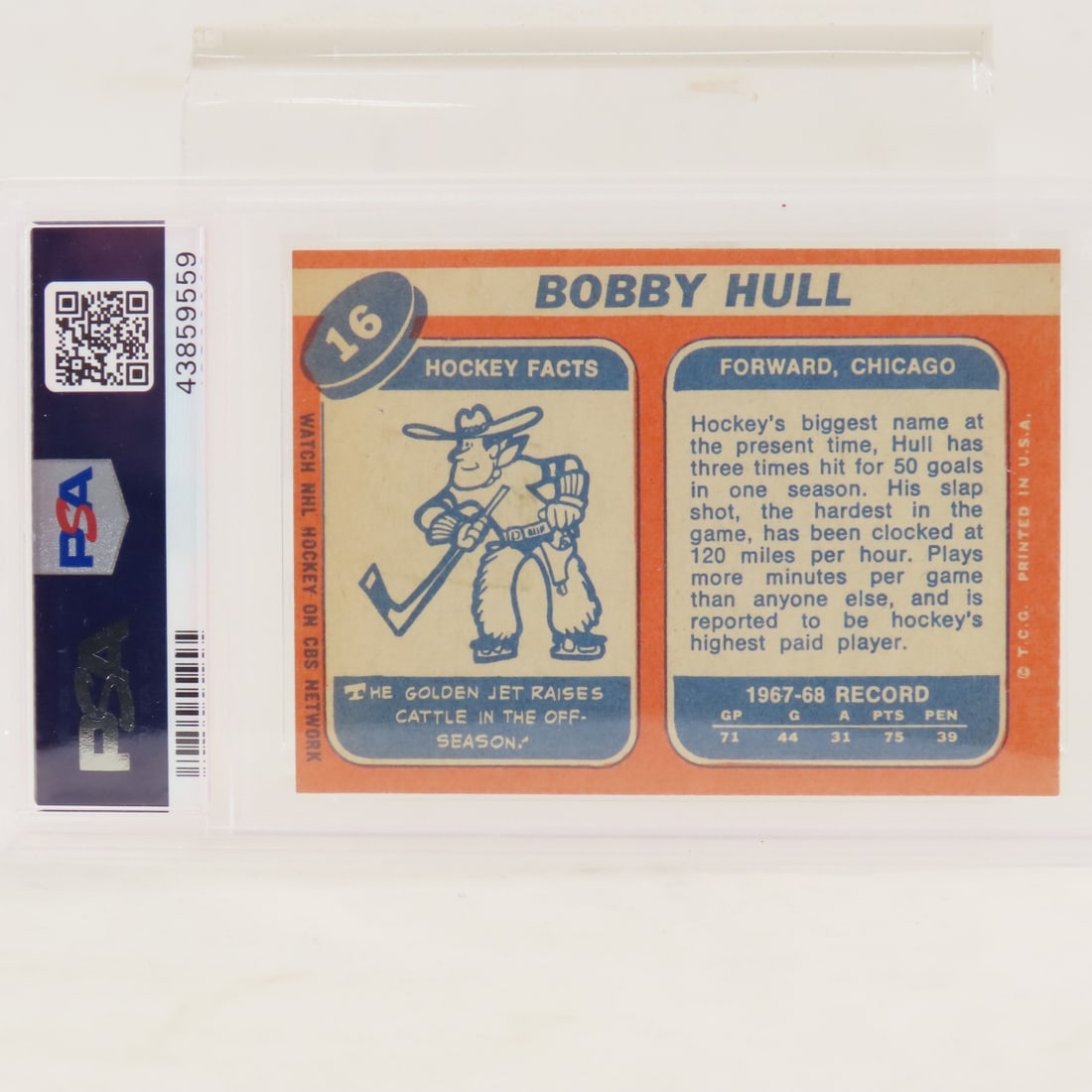 1968 Topps Bobby Hull #16 PSA 7 NM - 3