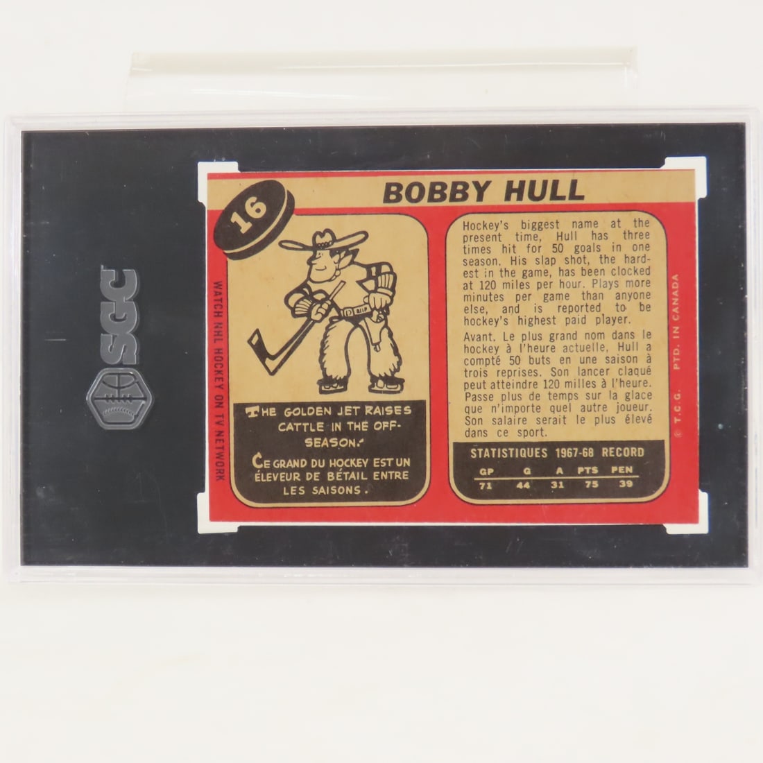 1968 O-PEE-CHEE Bobby Hull #16 SGC 5.5 EX+ - 3