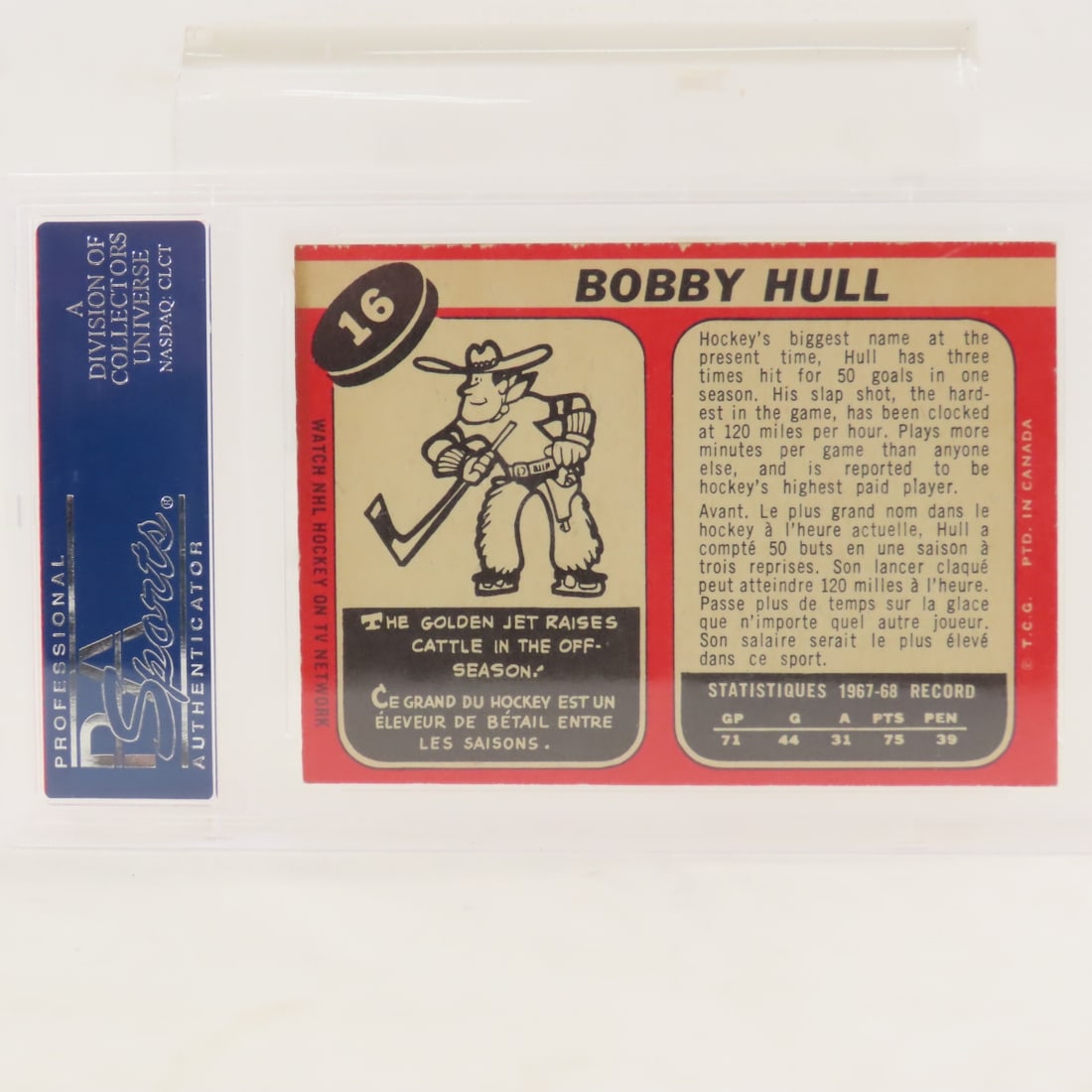 1968 O-PEE-CHEE Bobby Hull #16 PSA 7 NM - 3