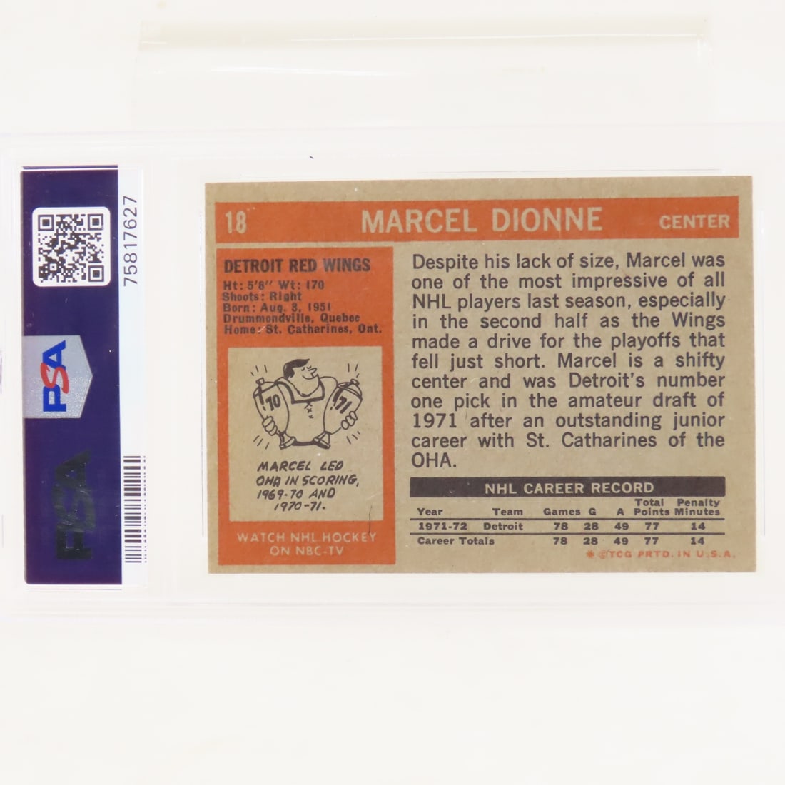 1972 Topps Marcel Dionne #18 PSA 8 NM-MT - 2