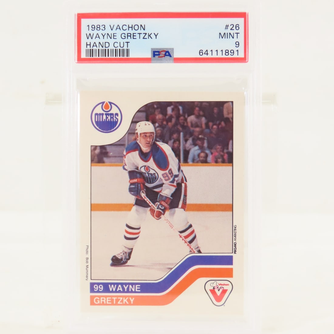 1983 Vachon Hand Cut Wayne Gretzky #26 PSA 9 MINT: 1983 Vachon Hand Cut Wayne Gretzky #26 PSA 9 MINT - Lot Size 5.5x3.5x.5" 1 LB All information and photos, which are part of the description, are intended to be as accurate as possible, but errors are