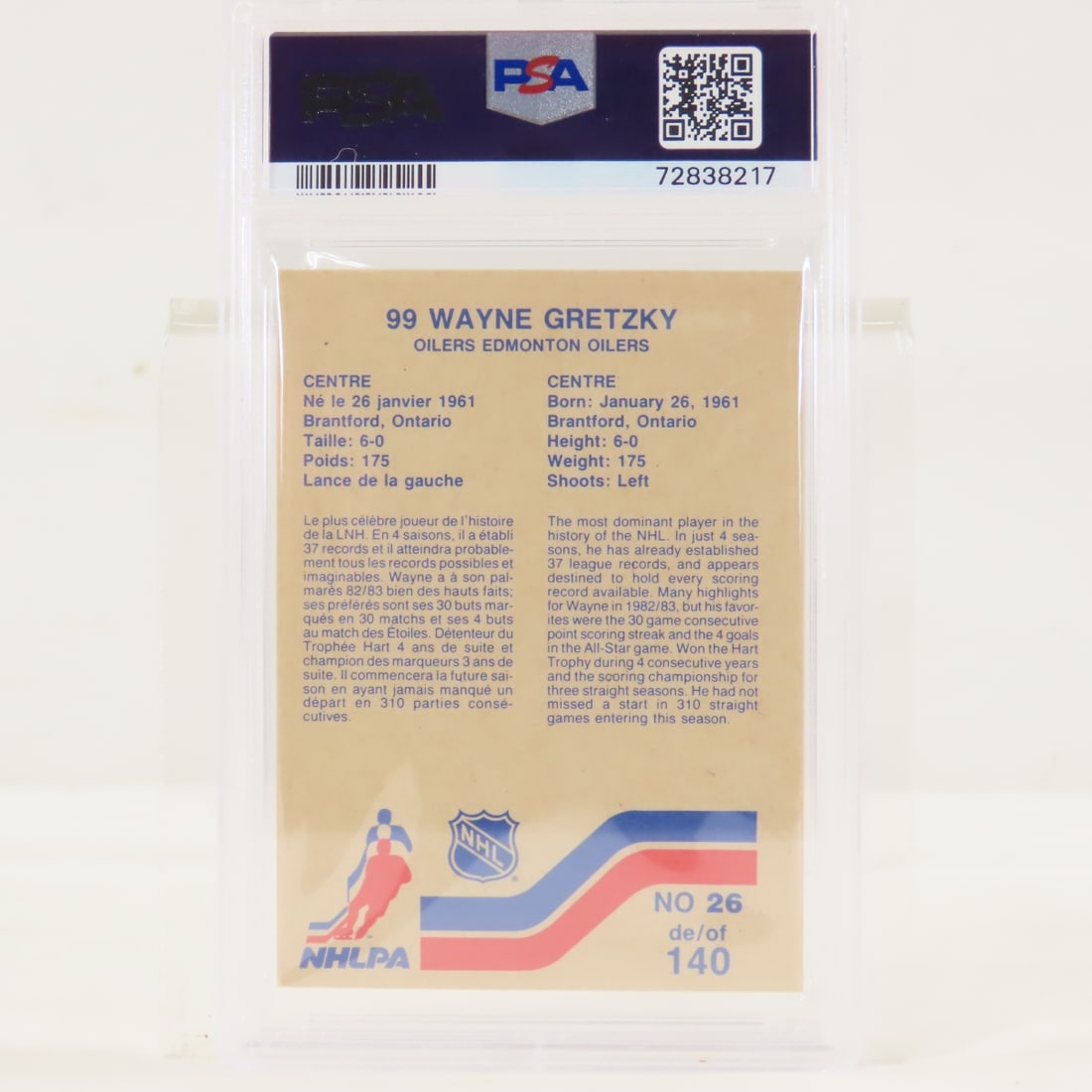 1983 Vachon Hand Cut Wayne Gretzky #26 PSA 8 NM-MT - 2