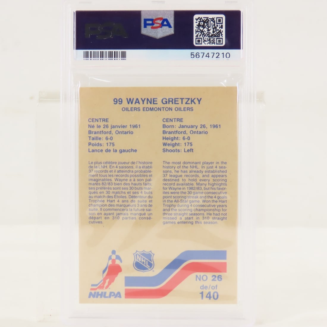 1983 Vachon Hand Cut Wayne Gretzky #26 PSA 6 EX-MT - 2