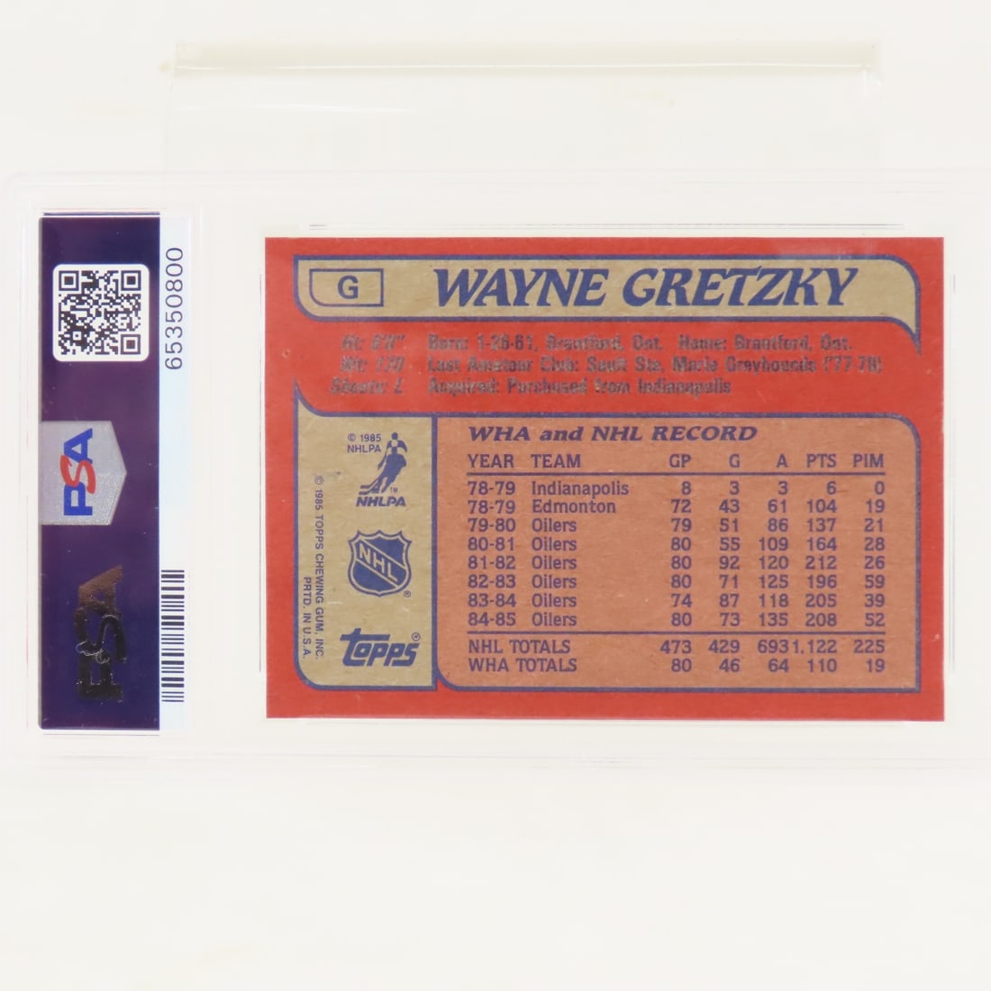 1985 Topps Wayne Gretzky Box Bottoms #G PSA 6 EXMT - 2