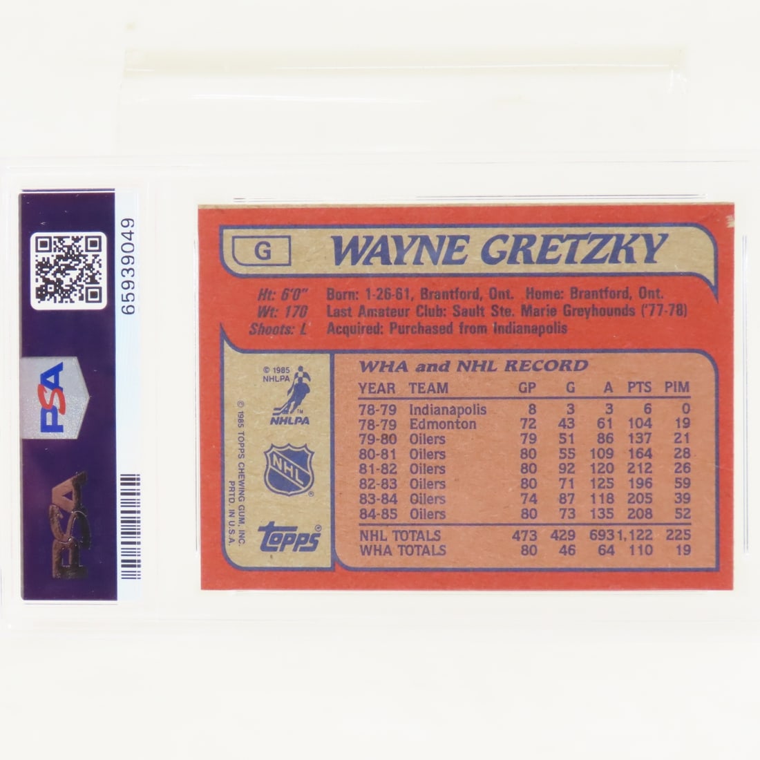 1985 Topps Wayne Gretzky Box Bottoms #G PSA 4 VGEX - 2