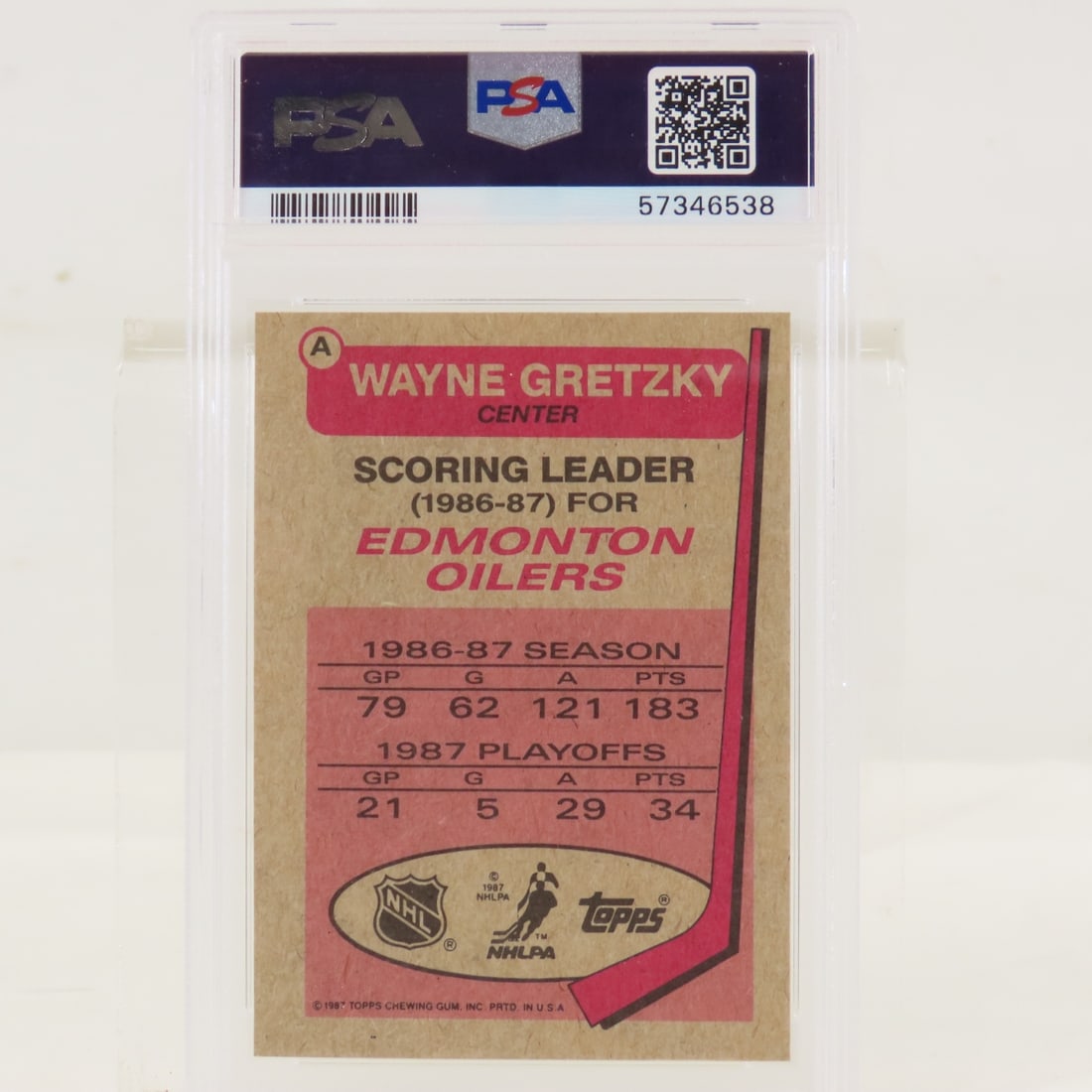 1987 Topps Box Bottoms Wayne Gretzky #A PSA 7 NM - 2