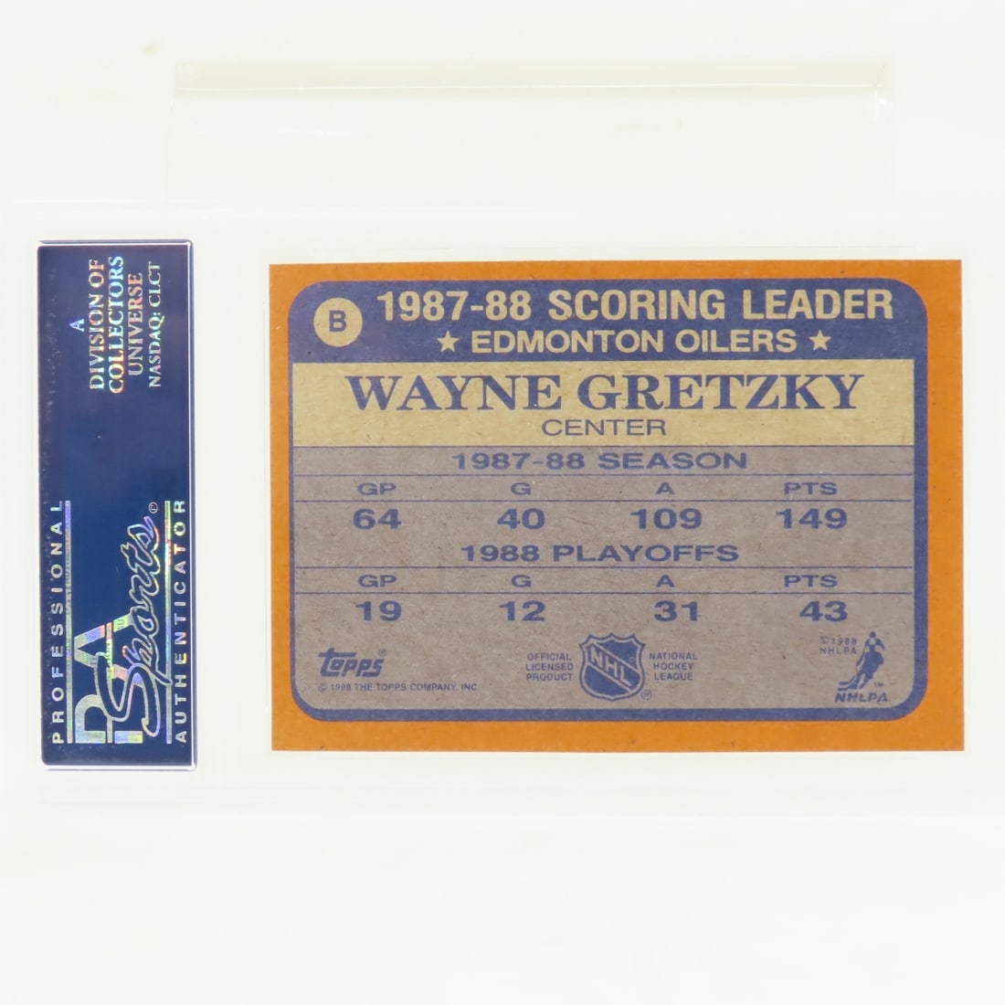 1988 Topps Box Bottoms Wayne Gretzky #B PSA 9 MINT - 2