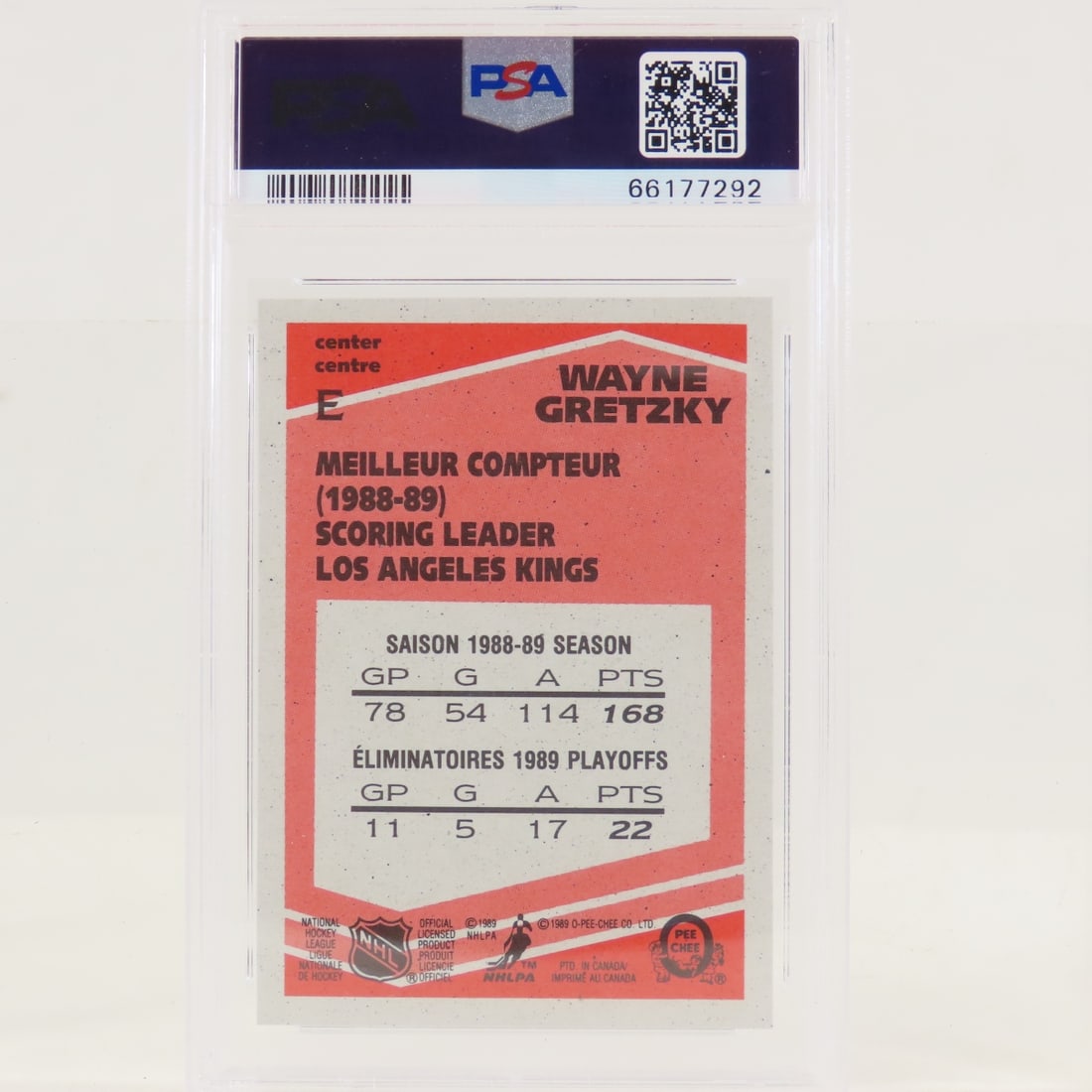 2 1989 OPC Box Bottoms Wayne Gretzky #E PSA 5 EX - 5