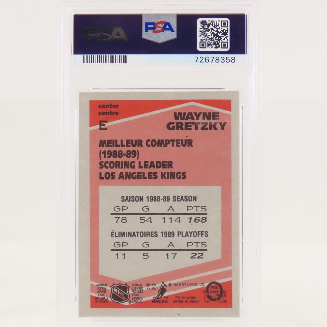 3 1989 OPC Box Bottoms Wayne Gretzky #E PSA graded - 5