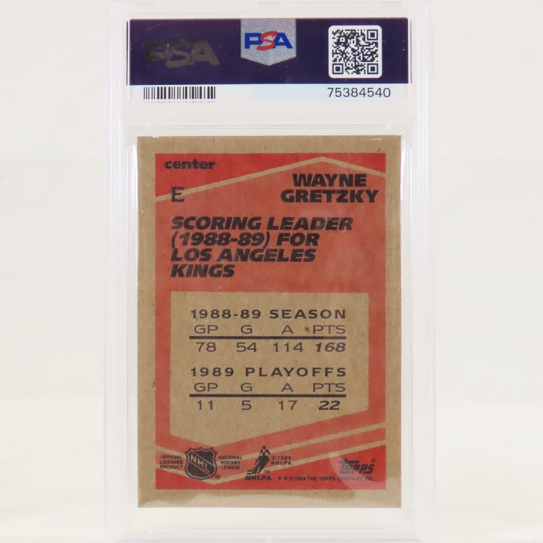 1989 Topps Box Bottoms Wayne Gretzky #E PSA 7 NM - 2