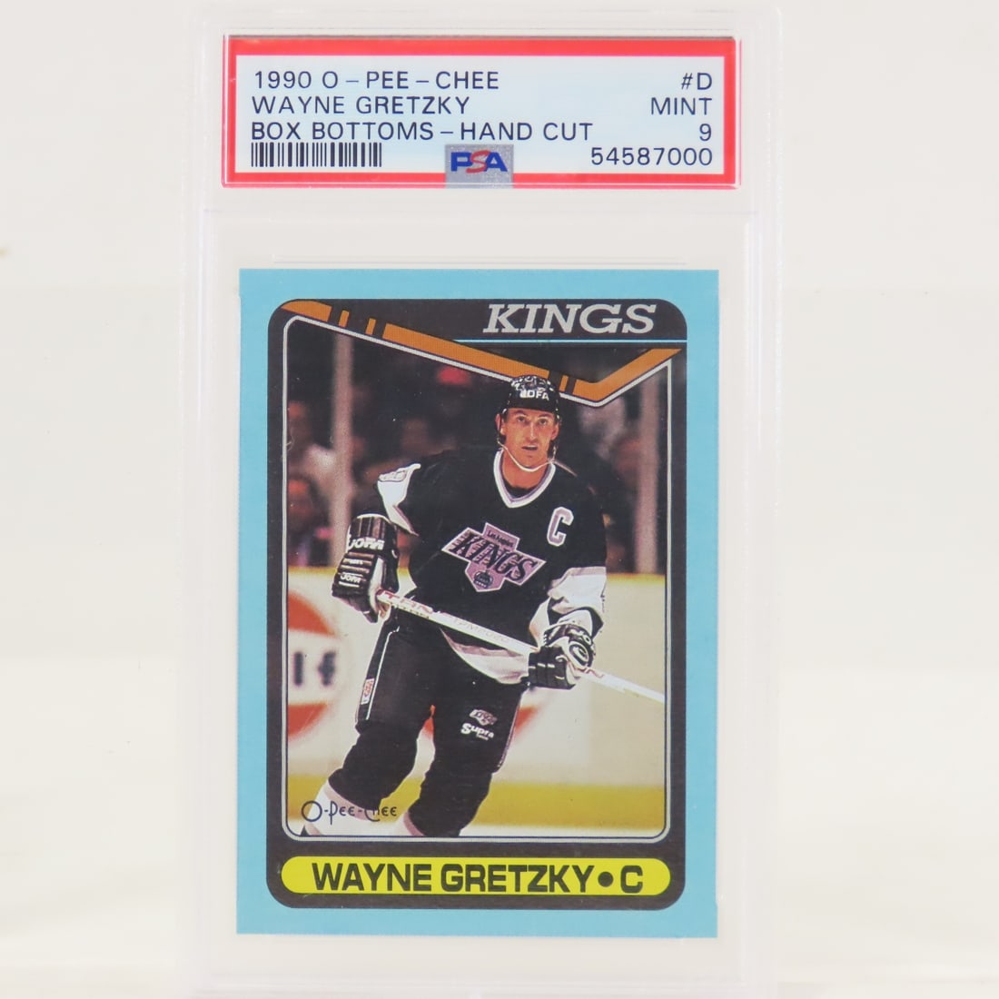 1990 OPC Box Bottoms Wayne Gretzky #D PSA 9 MINT: 1990 OPC Box Bottoms Wayne Gretzky #D PSA 9 MINT - Lot Size 5.5x3.5x.5" 1 LB All information and photos, which are part of the description, are intended to be as accurate as possible, but errors are