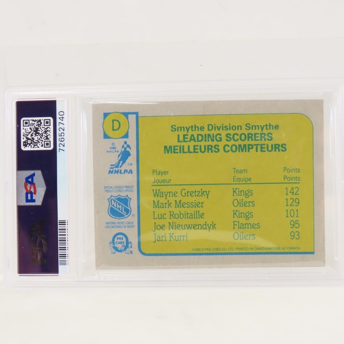 2 1990 OPC Box Bottoms Wayne Gretzky #D PSA 7 NM - 3